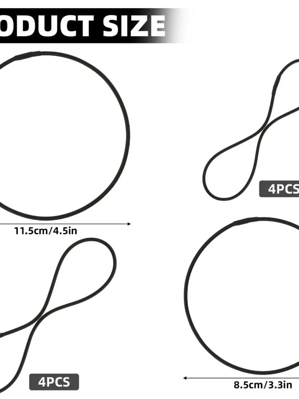 8PCS Microphone Shock Mount Rubber Ring, Black Universal Elastic Bands Replaceme